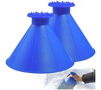 Magical Ice Scrapers for Car Windshield - 2 Pack Cone Magic Car Ice Scraper with Funnel, Round Snow Scraper Blue Deicer Snow Removal Tool for Bus Truck Car as Gift