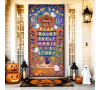 Magical Library Ghost Book Citazione Libreria Halloween Door Covers 91 x
