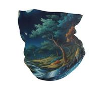 Magical Night Tree River with Moonlit Trees And Creatures Uomo Donna Sciarpa A Mezza Faccia Traspirante Ghetta Lavabile Headwrap per Sports Campeggio Yoga
