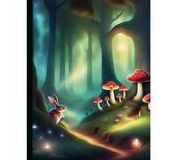 Magical Notebook for everyone. Enchanted forest with Amanita Red Mushrooms and a little bunny.: Lined with 110 pages.