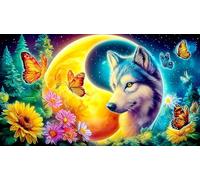 Magical-Tree-with-Wolf-and-Bear Puzzle 1000 Pezzi per Adulti - in Cartone Riciclato per la Decorazione 38x26cm/1000pcs