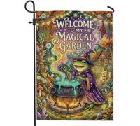 Magical Wizard - Bandiera da giardino con citazione anfibia, 30,5 x 45,7 cm | Fantasiosa scena della foresta, bandiera del prato, calderone mistico, incantevole decorazione per la casa
