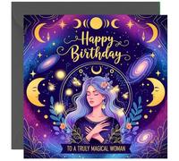 Magical Woman - Biglietto di compleanno per donne - Space Moon Galaxy Beautiful Bday Card