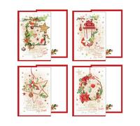 Magicamente Carta Set Biglietti Auguri di Natale, 12 Bigliettini Assortiti in 4 Fantasie, 12 x 18cm, Cartoncino di Altissima Qualità, Made in Italy. Fantasia: Natale