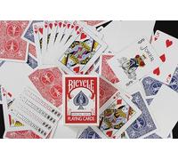 MAGICAPLANET Bicycle Special Deck, Set di 56 carte speciali per torri di magia con video tutorial di 1 ora, formato Poker, include doppio dorso rosso/blu, carte bianche e signora di cuore