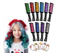 MAGICAT Gessetti Colorati Per Capelli Lavabili, 10 Colori + 5 Elastici