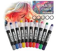 Magicat Pennarelli a Gesso per Capelli I Set 10 Colori Lavabili Non Tossici per Bambini con 5 Elastici I Gessetti Colorati per Capelli I Idea Regalo per Compleanni, Feste, Cosplay I Truccabimbi