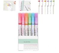 Magicborder - Set di evidenziatori curvi, con custodia, penna magica per bordi, penne a rullo colorate curve, divertenti penne diverse forme, penne con bordo per disegnare note Tak (1 scatola)