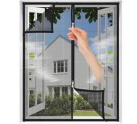 MAGICDOOR Zanzariera Finestra per Gatti 70x100cm, Nero Rete Resistente Tenda Zanzariere Balcone Traspirante Anti Graffio Gatto, con Doppia Testa Cerniera Lampo, Nastro Adesivo 2cm