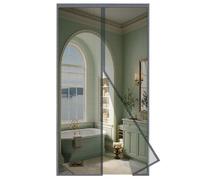 MAGICDOOR Zanzariera Magnetica Vetroresina 125x130cm, Apertura Centrale Zanzariere Magnetiche per Porte Finestre Maglia Fine Magnete Potente Tenda Zanzariera Porta per Camera da Letto Balcone-Grigio