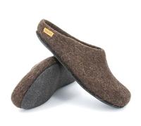 Magicfelt at 719 Pantofole in feltro - Pantofole da donna e uomo | Scarpe unisex in lana - 100% lana non colorata rare razze di pecora - suola in feltro antiscivolo, Pecora di montagna marrone, 43 EU