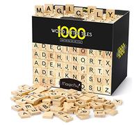 Magicfly Scarabeo Gioco da Tavolo, 1000 Pezzi di Lettere Scarabeo Artigianali in Legno, A-Z per Decorazioni Regalo Gioco di Parole Scarabeo