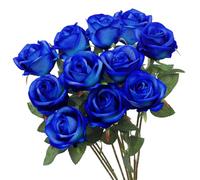Magicherry 11 bouquet di rose artificiali, realistiche al tatto, rose in velluto con stelo lungo singolo, per matrimoni, centrotavola e decorazioni per la casa, blu