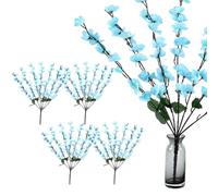 Magicherry 4 rami di pesco artificiali con stelo lungo 57 cm, fiori di pesca in finta seta, per interni ed esterni, feste, fai da te, matrimoni, decorazione per vasi, blu