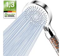 Magichome Soffione Doccia Anticalcare, 5 Getti Spray Alta Pressione con Filtrazione a 3 Strati e Pietre Aggiuntive, Bianco