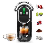 Magician1 Mini Macchina da Caffè Cialde 5in1 per Nespresso Originali, Dolce Gusto, Lavazza A Modo Mio, ESE 44 Cialde e Caffè Macinato, 20 Bar, 1450W, Display LED, Acqua Regolabili 7 Livelli