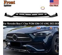 Magickit C63 Style Spaccalegna anteriore adatta per Mercedes Benz Classe C W206 S206 C200 C260 C300 C43 AMG 2022 2023 2024 Nero lucido Glossy Black