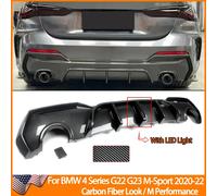 Magickit diffusore posteriore per BMW G22 G23 420i 430i 440i M Sport con LED 2020 + diffusore paraurti posteriore effetto carbonio