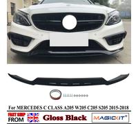 Magickit Paraurti Anteriore Labbro Misura Per 2015-2018 Mercede Benz Classe C W205 C205 C43 Nero Lucido AMG Stile Spoiler Splitter Body Kit