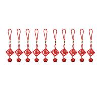 MAGICLULU 10 Pcs Fu Parola Campana Ciondolo Decorazioni Per La Casa Auto Amuleti Per Auto Specchio Ciondolo Feng Shui Elefante Rosso Mini Pendenti Festival Di Primavera Decor Mini Appeso