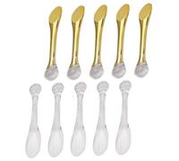 MAGICLULU 10 pezzi Spatole Trucco Piccole per Crema Viso e Contorno Occhi Applicatori Abs Durevoli con Design Scoop per Massaggio e Uso Facile Trasparenti Oro per Donne e Viaggi