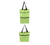 MAGICLULU 2 Pezzi Borse Carrello Spesa Pieghevoli Portatili Verde Oxford | Design Ruote, Pratiche da Trasportare e Spostare, per Scuola e Luoghi, Stile Creativo