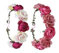 MAGICLULU 2 Pezzi Cerchietto Floreale Rose Artificiali Rosse in Stoffa per | Celebrazioni e Viaggi, Facile da Indossare, Effetto Acconciatura Immediata