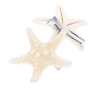 MAGICLULU 2 pezzi Clip per Capelli Forma di Stella del Mare Naturale Cinque Punte Fatti Mano Accessori Eleganti per Donna e Ragazza per Feste e Occasioni Speciali