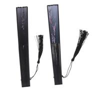 MAGICLULU 2 Pezzi Fan Portatile Palmare Mano a Ventaglio Piega di Grandi Dimensioni Ventagli Pieghevoli Portatili Annata Tenuto Ventaglio Tradizionale Piccolo Pieghevole Stoffa Black