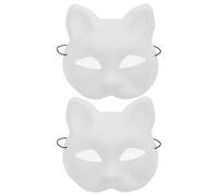 MAGICLULU 2 Pezzi Maschera da Gatto in Pvc Bianco Opaco per Feste e Performance, Maschera Personalizzabile Fai da Te per Coltivare la Creatività, Accessorio Cosplay Unico e Leggero