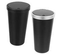 MAGICLULU 2 Pezzi Mini Pattumiera Auto con Cestino Portatile per Veicoli Accessorio per Interni Elegante e Pratico Adatto Tutti Tipi Auto Colori Nero e Argento