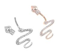 MAGICLULU 2 Pezzi Piercing Ombelico Serpente in Acciaio Inox, Elegante | Lucidatura Fine, Comodo da Indossare, Non Arrugginisce Né Sbiadisce, per Feste e Decorazioni Stradali