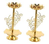 MAGICLULU 2 Pezzi Portacandele in Lega portacandele Conico Candelieri portalampada ghee Titolare della di Loto portacandela candeliere Arredamento da scrivania candelabro in Lega