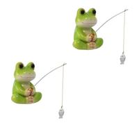 MAGICLULU 2 Pezzi Statua della Pesca della Rana Cappello di Rana Decorazioni di Pesce per Serbatoio Bunnies Piccole Pescare Squalo Bunny Bagno, Galleggiante Stagno Resina Green