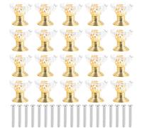 MAGICLULU 20 Pezzi Pomelli per Mobili 19mm Maniglie per Cassetti in Plastica Trasparente Base Dorata per Armadi e Cassetti, Accessori per Mobili Casa, Facili da Installare