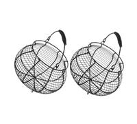 MAGICLULU 2pezzi Cestino per Uova in Metallo con Manico per Conservare Frutta e Verdura Organizer da Cucina Nero