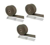 MAGICLULU 3 Set Nastro Isolante Per Scarico Titanio Con Fascette Inox Resistente Abrasioni E Alte Temperature Protezione Termica Per Collettori E Scarico 6 Pezzi*3