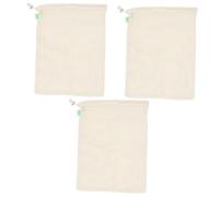 MAGICLULU 3pezzi Borsa Cotone Riutilizzabile Con Coulisse Per Frutta e Verdura Sacchetto Organizzatore Rete Perfetta Per Conservare Alimenti Freschi e Sostenibili