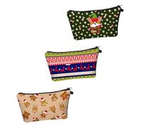 MAGICLULU 3pezzi Borsa per Cosmetici da Esterno Borsa per Riporre i Cosmetici Design Natalizio Chiusura Cerniera Interno Protettivo Dimensioni Compatte Multiuso come Portamonete o Astuccio P