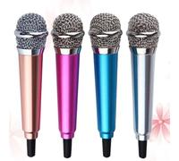 MAGICLULU 4 Pezzi Microfono Cellulare Mini per Karaoke Metallo Blu, Compatibile PC e Notebook, Plug And Play per App Karaoke Smartphone e Comunicazione Webcam