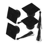 MAGICLULU 4 Pezzi Mini Cappelli Laurea in Topper Decorativi con Nappa Nera Cappello Laureando Festa e Cerimonia Accessori Leggeri e Resistenti per Bottiglie Bevande