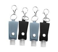 MAGICLULU 4 pezzi Portaflaconi per Lozione con Custodia in Pelle PU Contenitori da Viaggio Ricaricabili Antigoccia Porta Liquidi Compatto e Riutilizzabile per Viaggi Aerei Nero e Azzurro