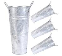 MAGICLULU 4 Pezzi Vaso di Metallo Agriturismo Rustico Vaso di Fiori Vasi per Fiori Piantatrice Sospesa Arredamento All'aperto Francese Vaso Zincato Antico Ferro da Stiro
