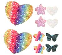 MAGICLULU 5 Paia Elastici per Chioma Glitterati Bambina Elastici per Coda di Cavallo Paillettes a Forma di Cuore e Farfalla per Feste e Scuola