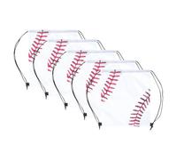 MAGICLULU 5 Pezzi Baseball Drawstring Bag Zaino Cordoncino, Bianco, Oxford, per Scuole e Attrezzatura Sportiva Scolastica
