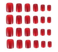 MAGICLULU 5 set di unghie artificiali rosse lucide - unghie corte quadrate da applicare - copertura completa staccabile per le donne - con colla in gelatina e strumento per vestirsi per il festival di