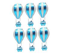MAGICLULU 6 Palloncini di Alluminio a Forma di Mongolfiera 4d Gonfiabili per Decorazioni Feste di Compleanno, Decorazione Gonfiabile da Soffitto in Foglio di Alluminio Blu, Adatti