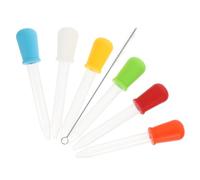 MAGICLULU 6 Pezzi Pipette Silicone con Pennello per Pulizia Contagocce Trasparenti per Medicinali Latte e Facili e Regolabili