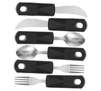 MAGICLULU 6pezzi Utensili Antiscivolo Per Anziani Di Posate Adattive Inossidabile Con Manico Ergonomico Per Persone Con Disabilità e Lesioni Facile Da Pulire e Usare