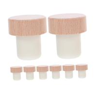 MAGICLULU 8 pezzi Tappi per Bottiglie in Legno e Silicone Tappi Riutilizzabili con Ermetico per Conservazione e Prolungamento Durata per Regalo e Uso Quotidiano